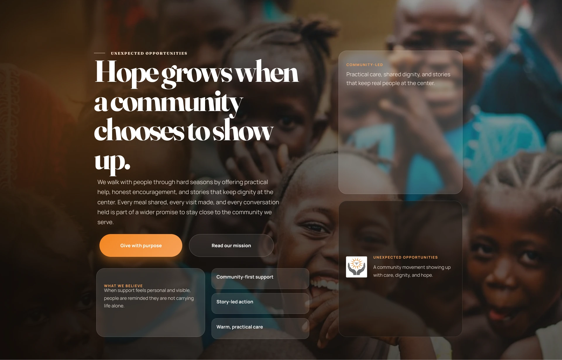 Unexpected Opportunities website mockup