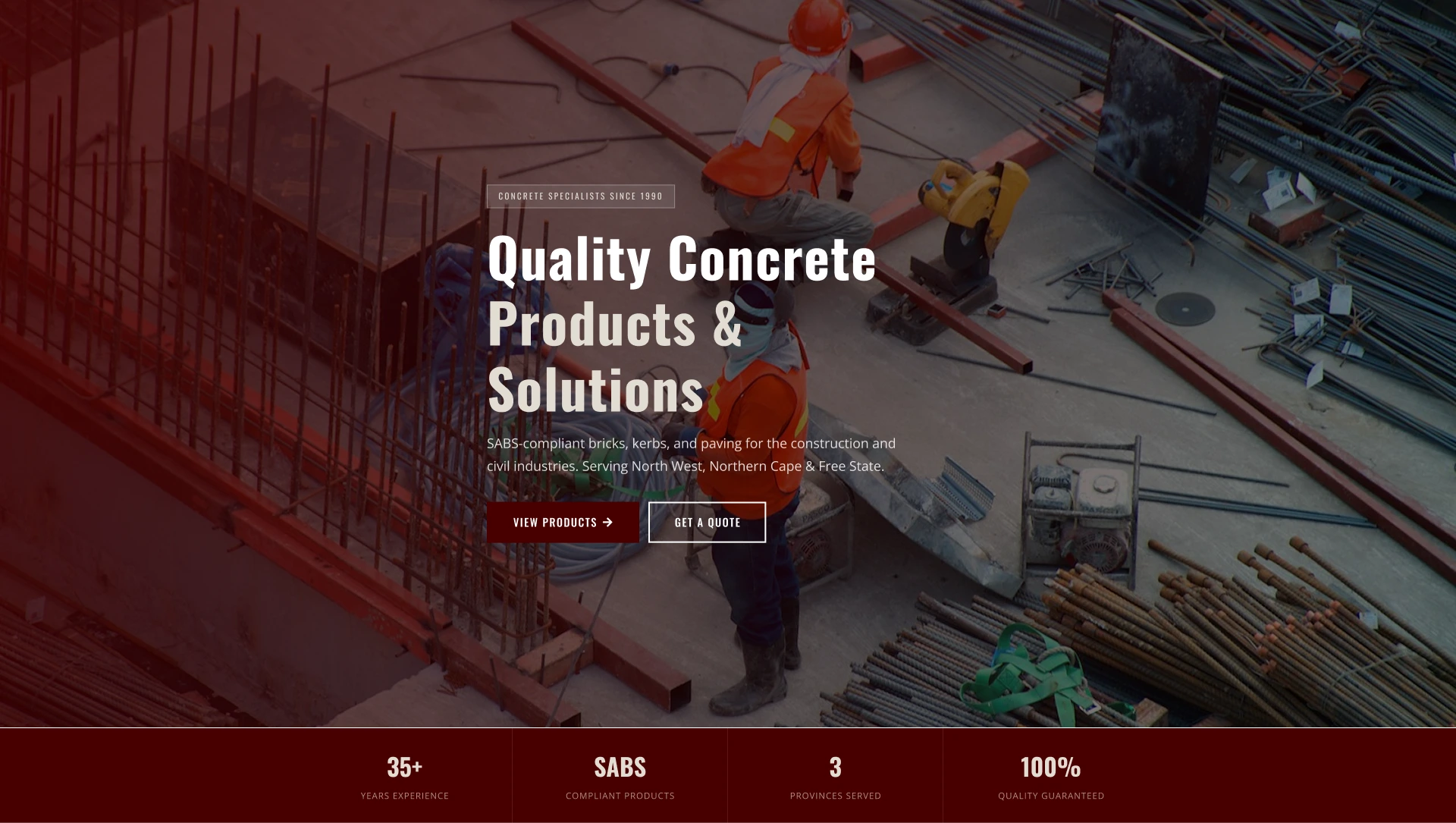 Chemcrete website mockup